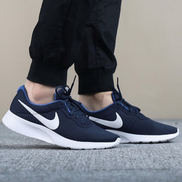 Nike Shoes - Nike Tanjun (GS) Running Shoes - Navy/ White  7.5